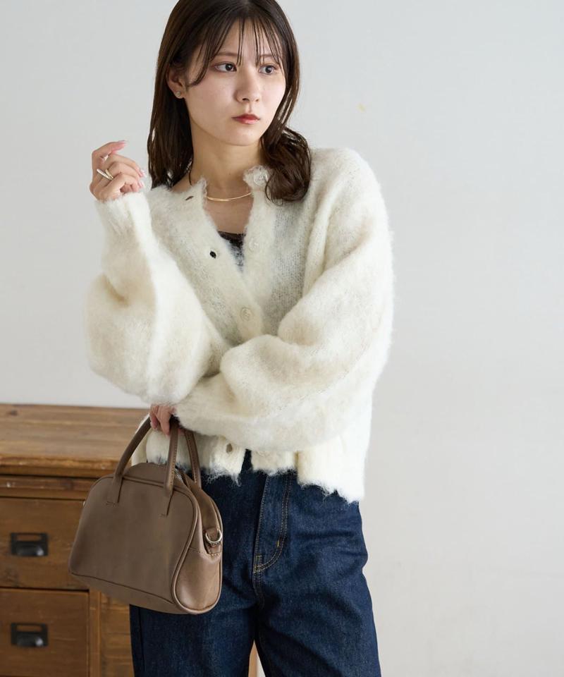 【8色展開/着映え/WEB限定】MIXブークレシャギーカーディガン