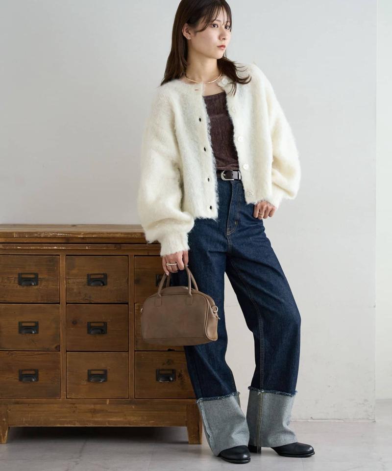 【8色展開/着映え/WEB限定】MIXブークレシャギーカーディガン