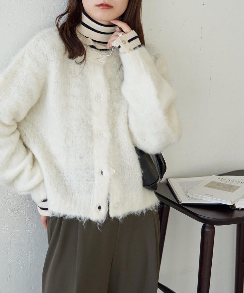 【8色展開/着映え/WEB限定】MIXブークレシャギーカーディガン