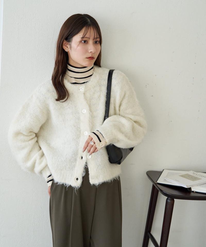 【8色展開/着映え/WEB限定】MIXブークレシャギーカーディガン