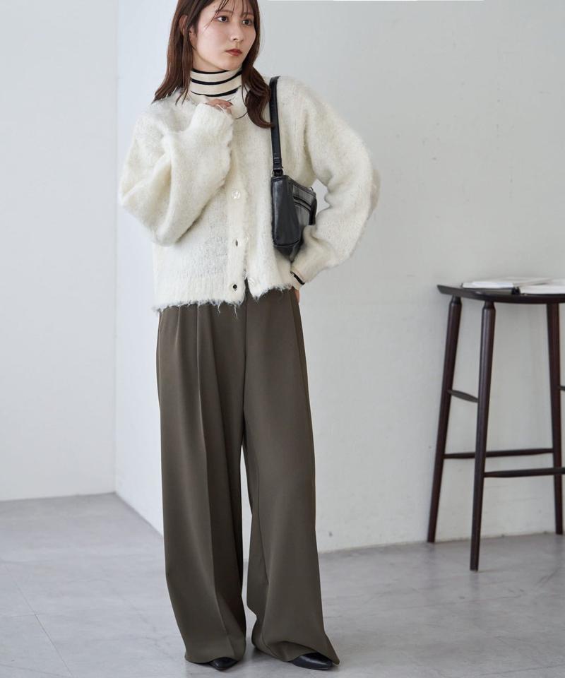 【8色展開/着映え/WEB限定】MIXブークレシャギーカーディガン