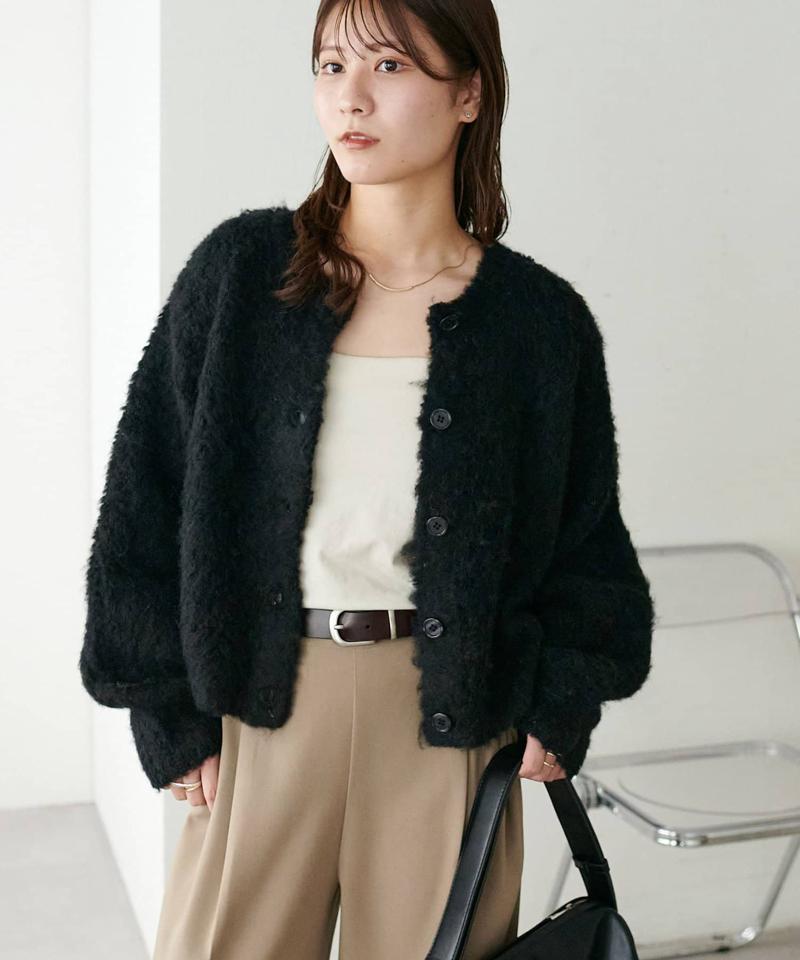 【8色展開/着映え/WEB限定】MIXブークレシャギーカーディガン