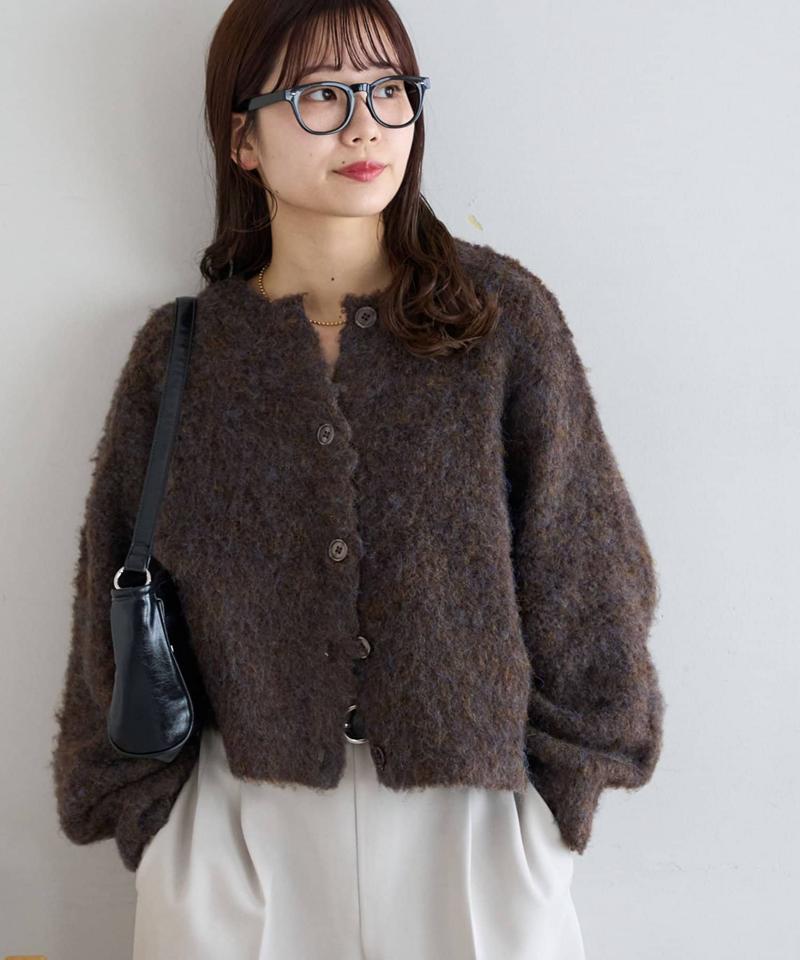 【8色展開/着映え/WEB限定】MIXブークレシャギーカーディガン