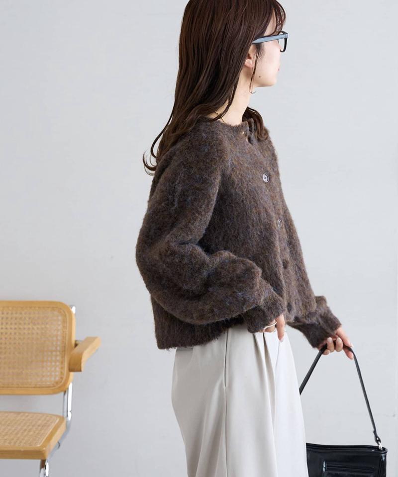 【8色展開/着映え/WEB限定】MIXブークレシャギーカーディガン