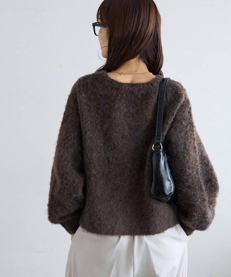 【8色展開/着映え/WEB限定】MIXブークレシャギーカーディガン