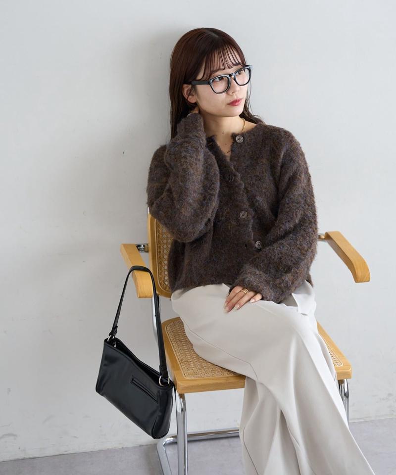 【8色展開/着映え/WEB限定】MIXブークレシャギーカーディガン