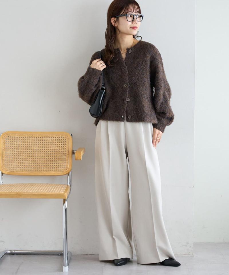 【8色展開/着映え/WEB限定】MIXブークレシャギーカーディガン