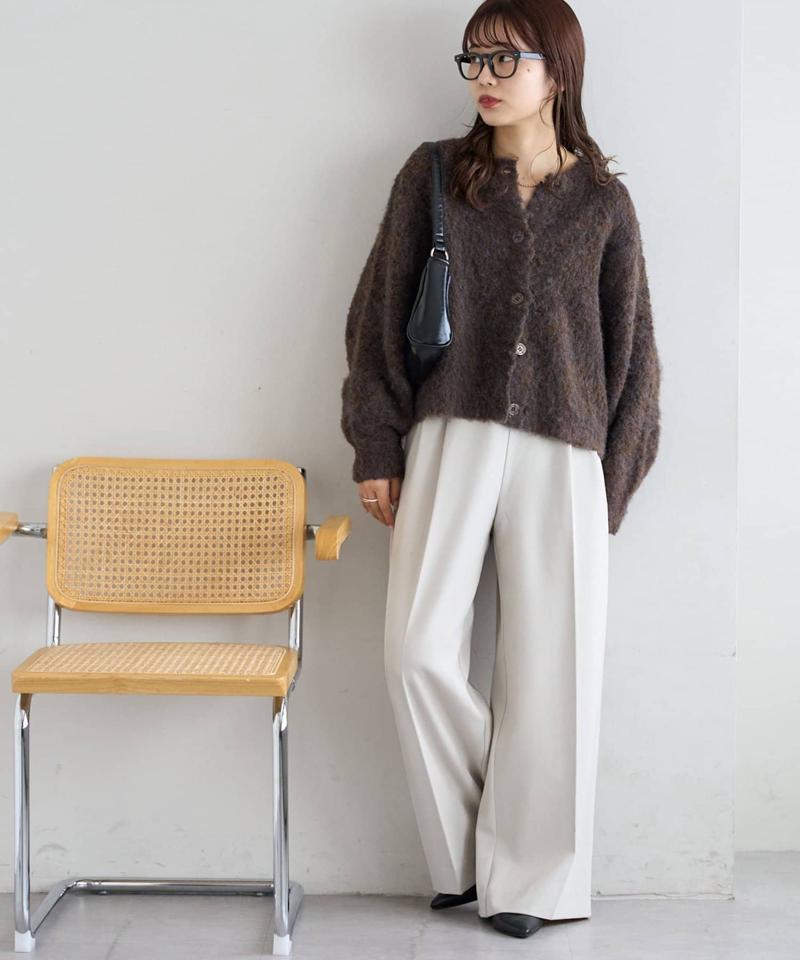 【8色展開/着映え/WEB限定】MIXブークレシャギーカーディガン