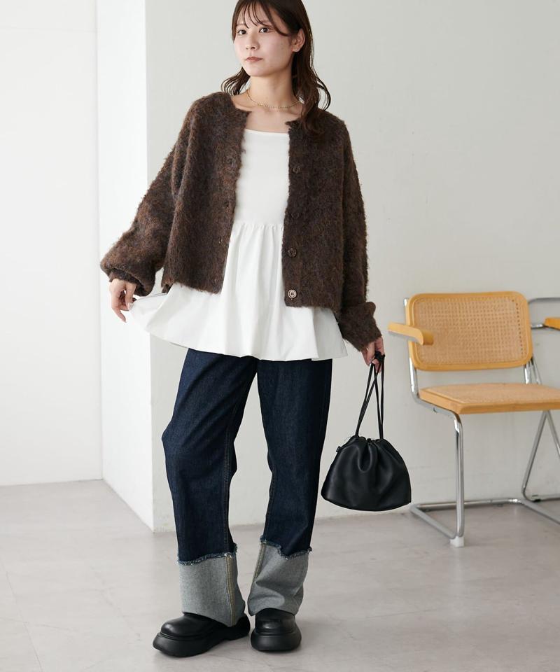 【8色展開/着映え/WEB限定】MIXブークレシャギーカーディガン