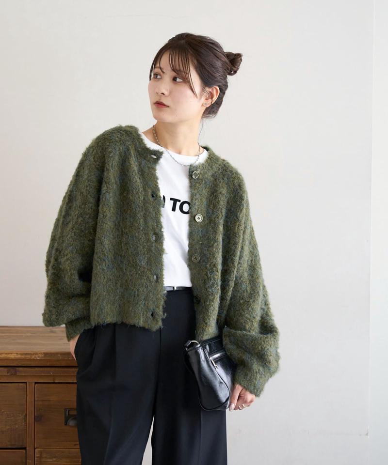 【8色展開/着映え/WEB限定】MIXブークレシャギーカーディガン