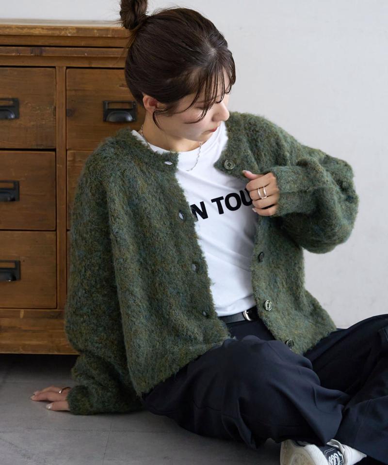 【8色展開/着映え/WEB限定】MIXブークレシャギーカーディガン