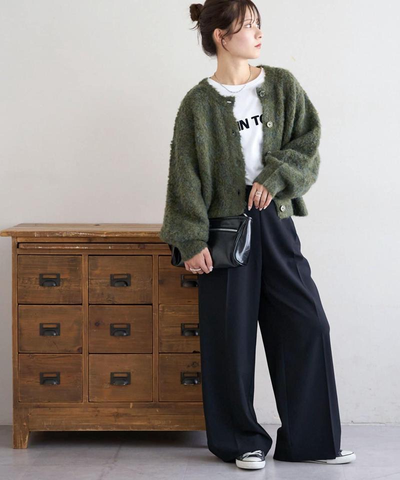 【8色展開/着映え/WEB限定】MIXブークレシャギーカーディガン