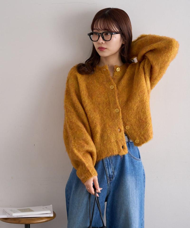 【8色展開/着映え/WEB限定】MIXブークレシャギーカーディガン