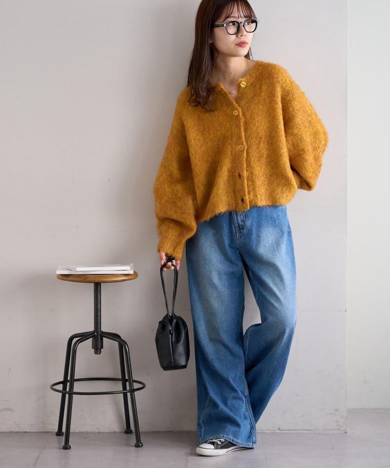 【8色展開/着映え/WEB限定】MIXブークレシャギーカーディガン