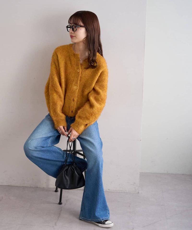 【8色展開/着映え/WEB限定】MIXブークレシャギーカーディガン