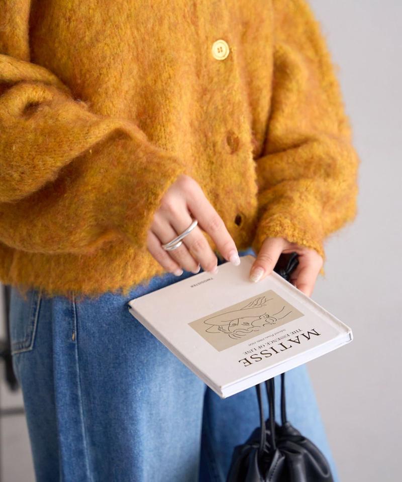 【8色展開/着映え/WEB限定】MIXブークレシャギーカーディガン