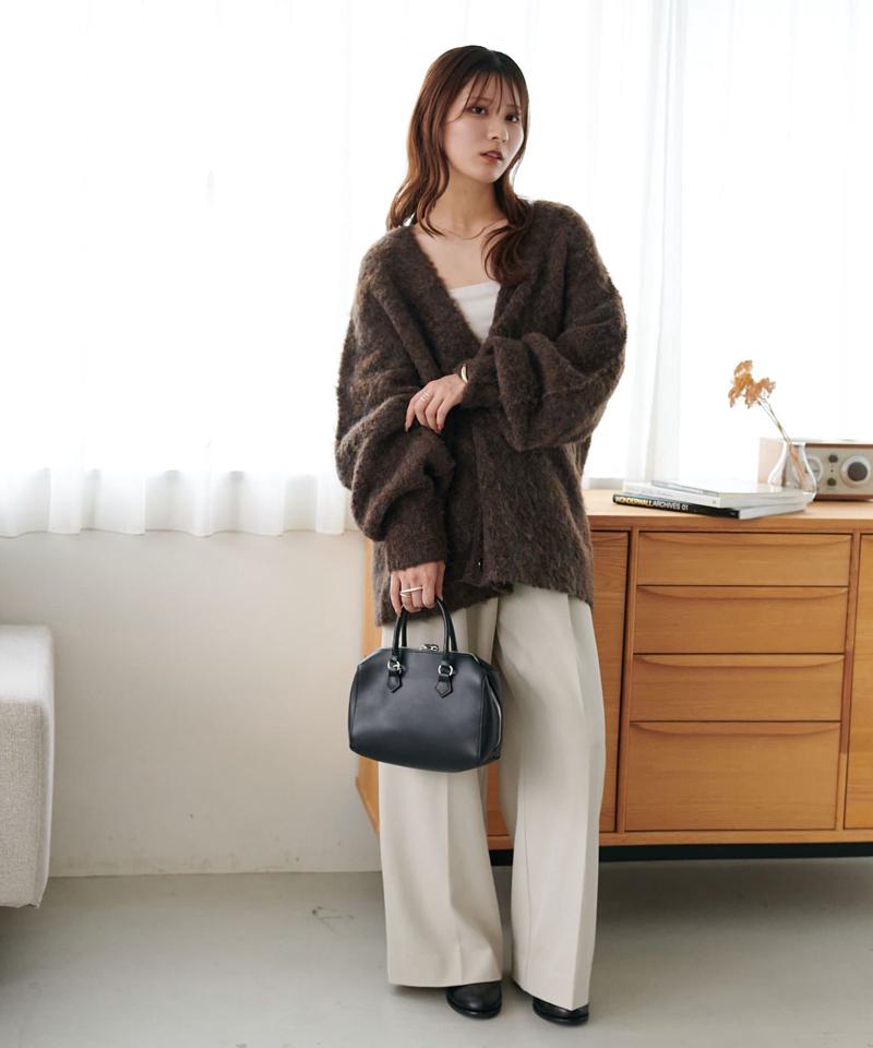 【柔らか素材/15色展開】MIXブークレシャギー配色Vネックカーディガン《WEB限定》