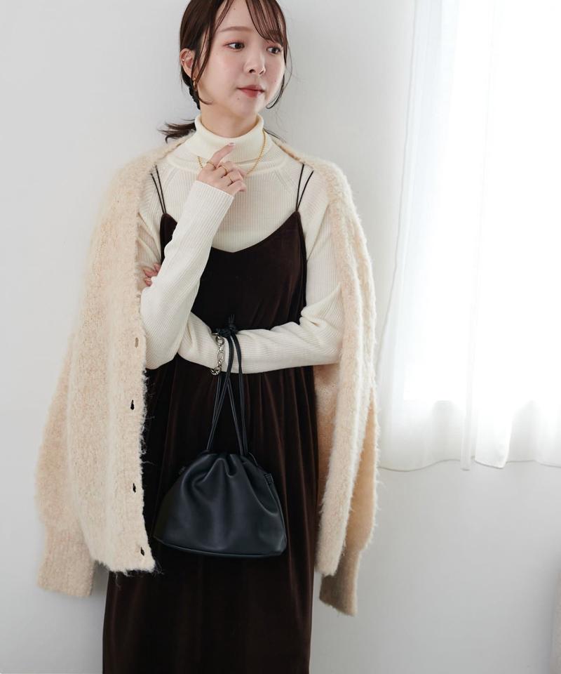 【柔らか素材/15色展開】MIXブークレシャギー配色Vネックカーディガン《WEB限定》