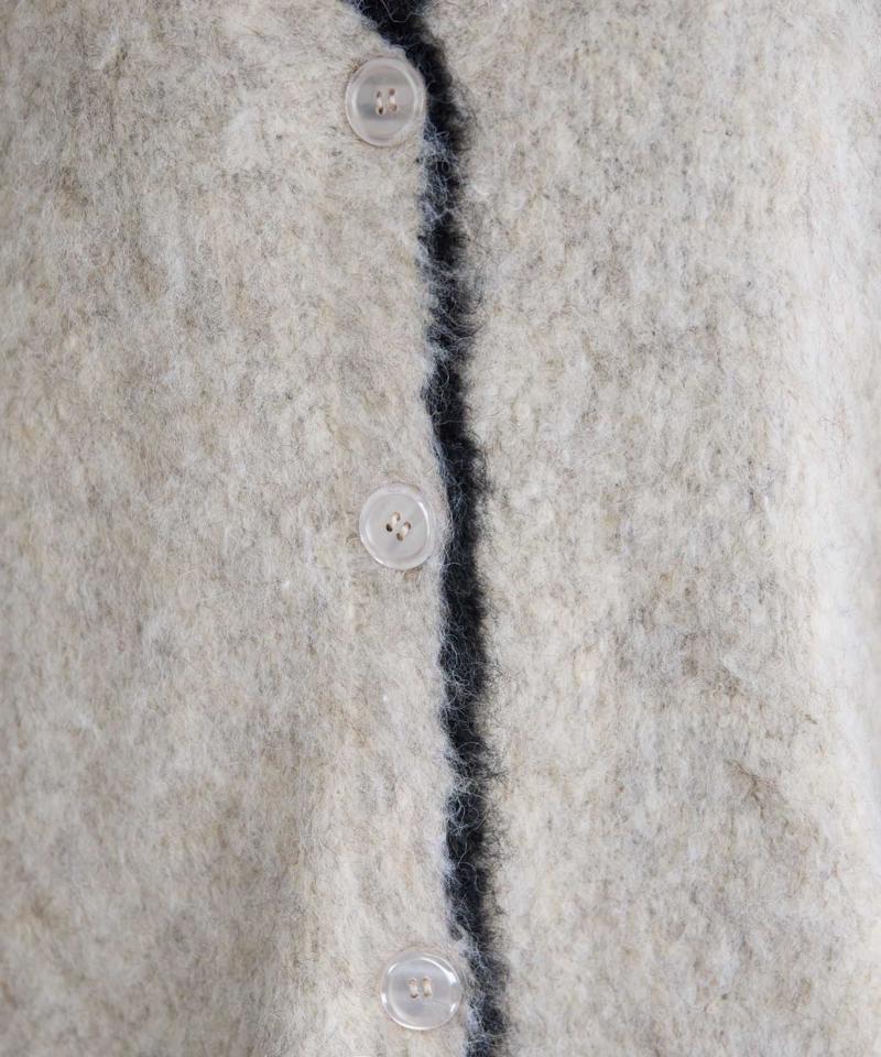 【柔らか素材/15色展開】MIXブークレシャギー配色Vネックカーディガン《WEB限定》