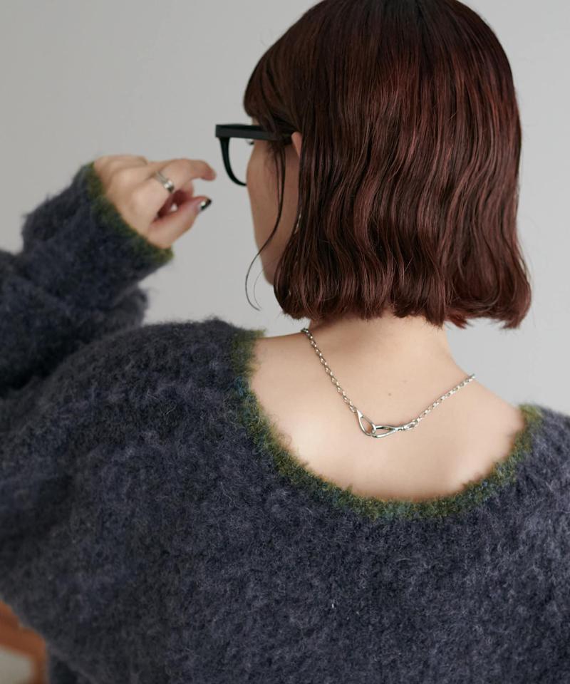 【柔らか素材/15色展開】MIXブークレシャギー配色Vネックカーディガン《WEB限定》