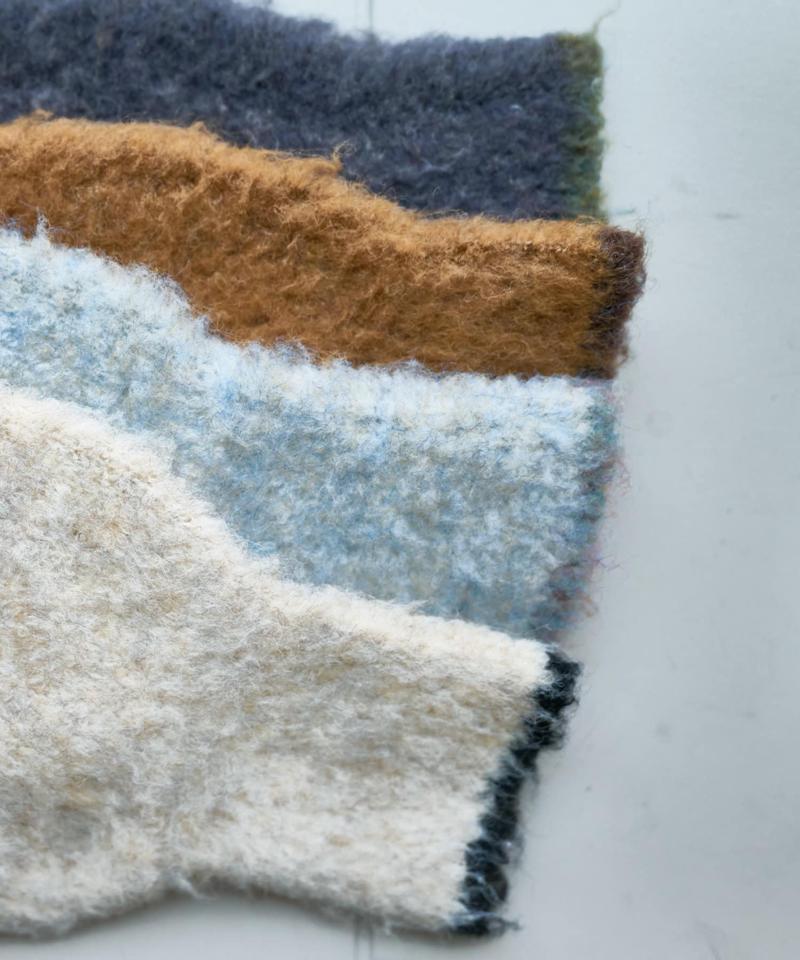 【柔らか素材/15色展開】MIXブークレシャギー配色Vネックカーディガン《WEB限定》