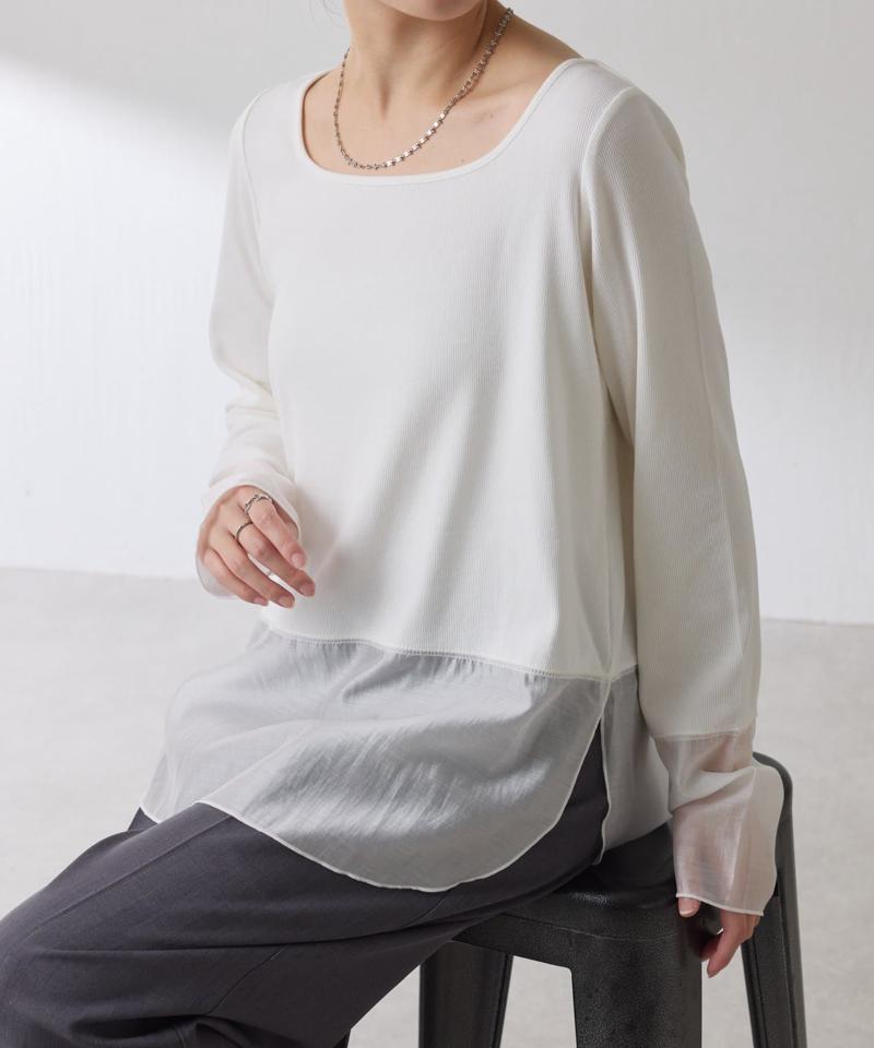 【累計売上1.8万枚】【スクエアネックが登場】 裾シアーロンT