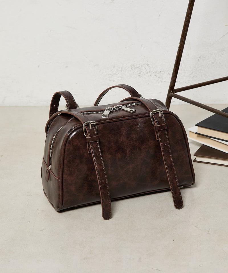 【動画あり/新色追加】ヴィンテージ合皮ボストンバッグ