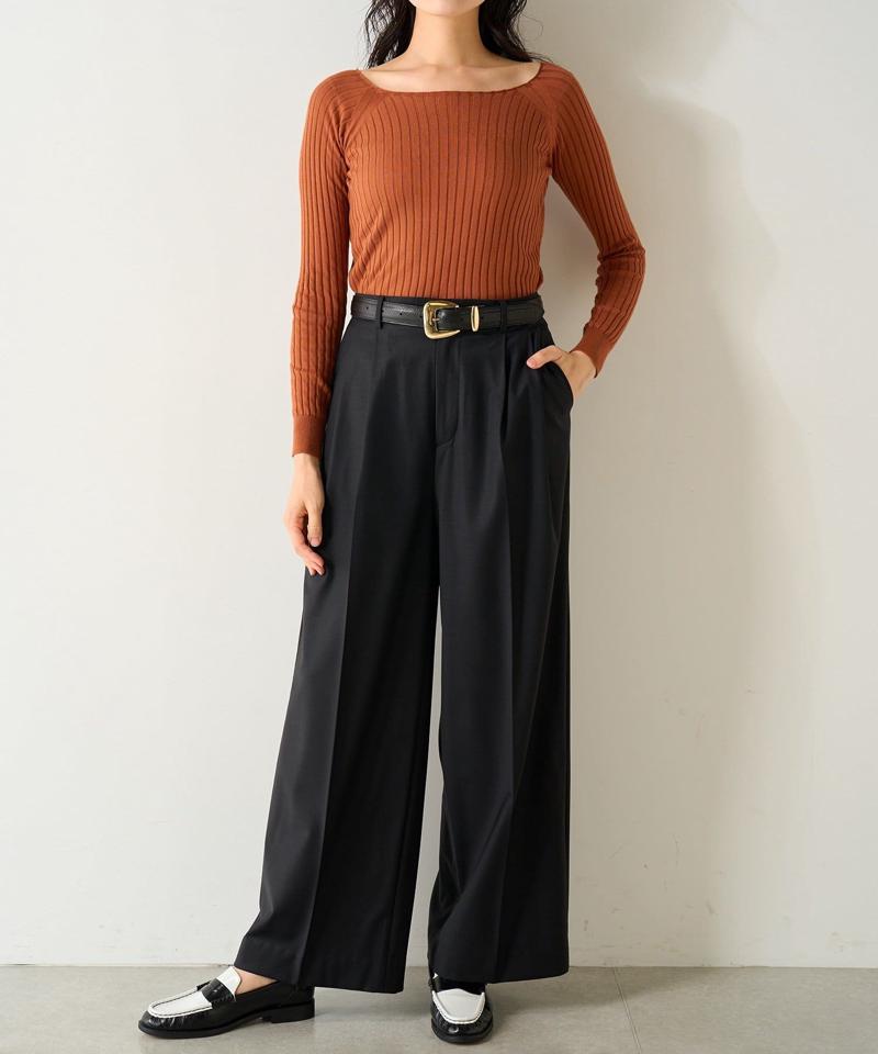 《セットアップ対応可》センタープレスワイドパンツ