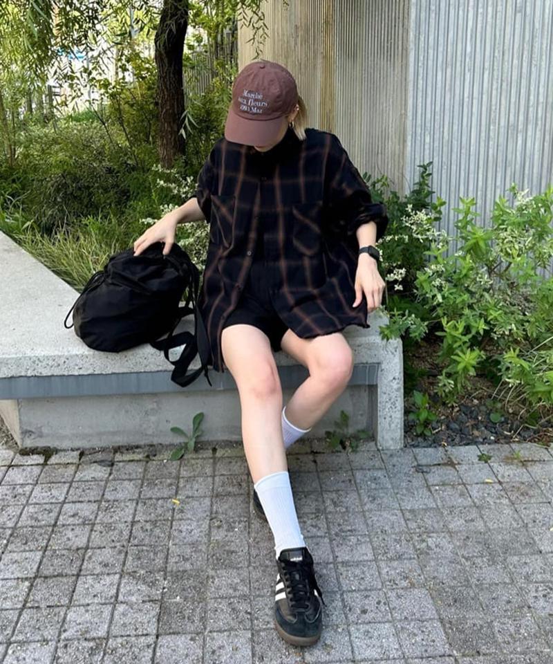 【WEB限定/ユニセックス】オンブレチェックオーバーシャツ