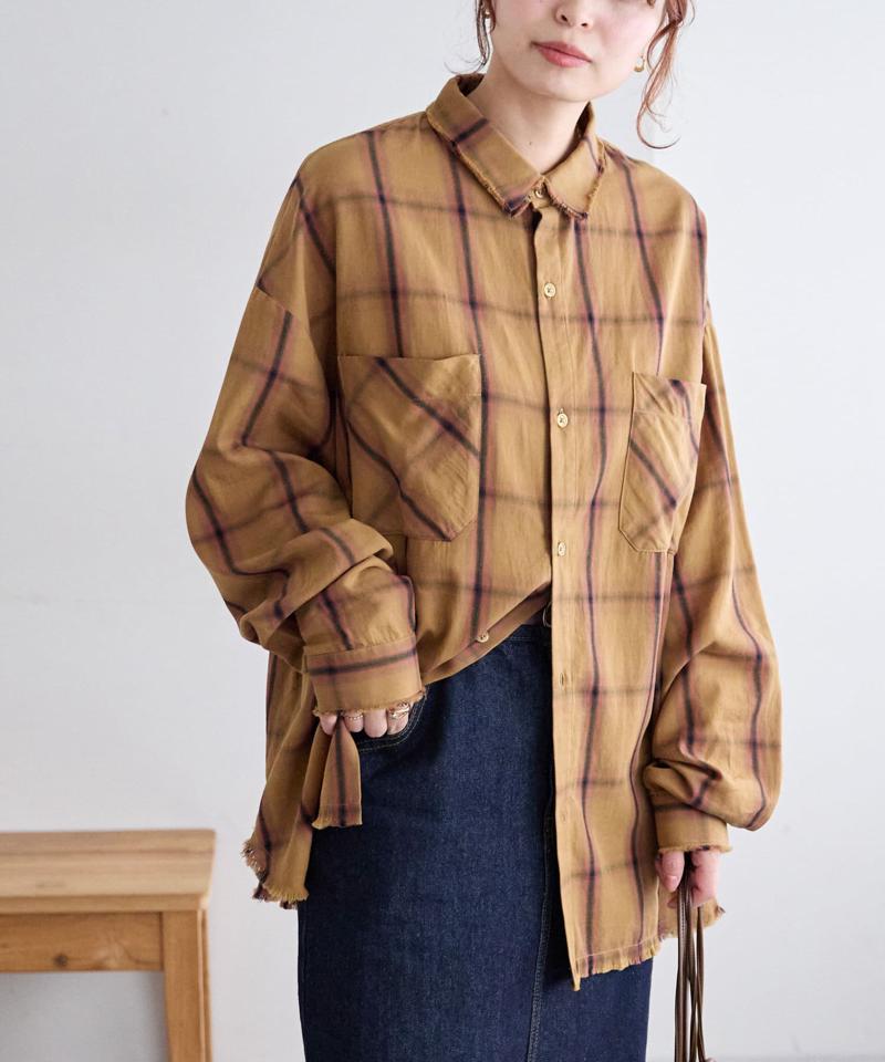 【WEB限定/ユニセックス】オンブレチェックオーバーシャツ