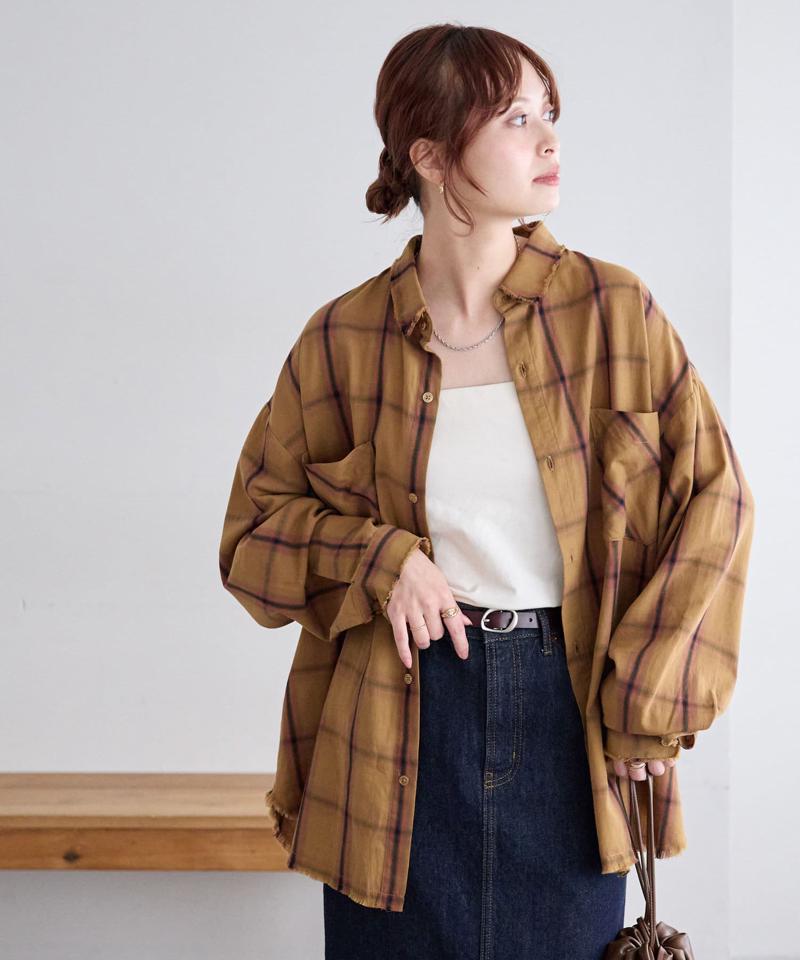 【WEB限定/ユニセックス】オンブレチェックオーバーシャツ