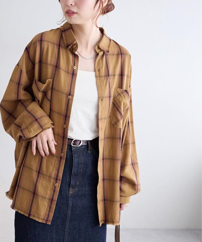 【WEB限定/ユニセックス】オンブレチェックオーバーシャツ