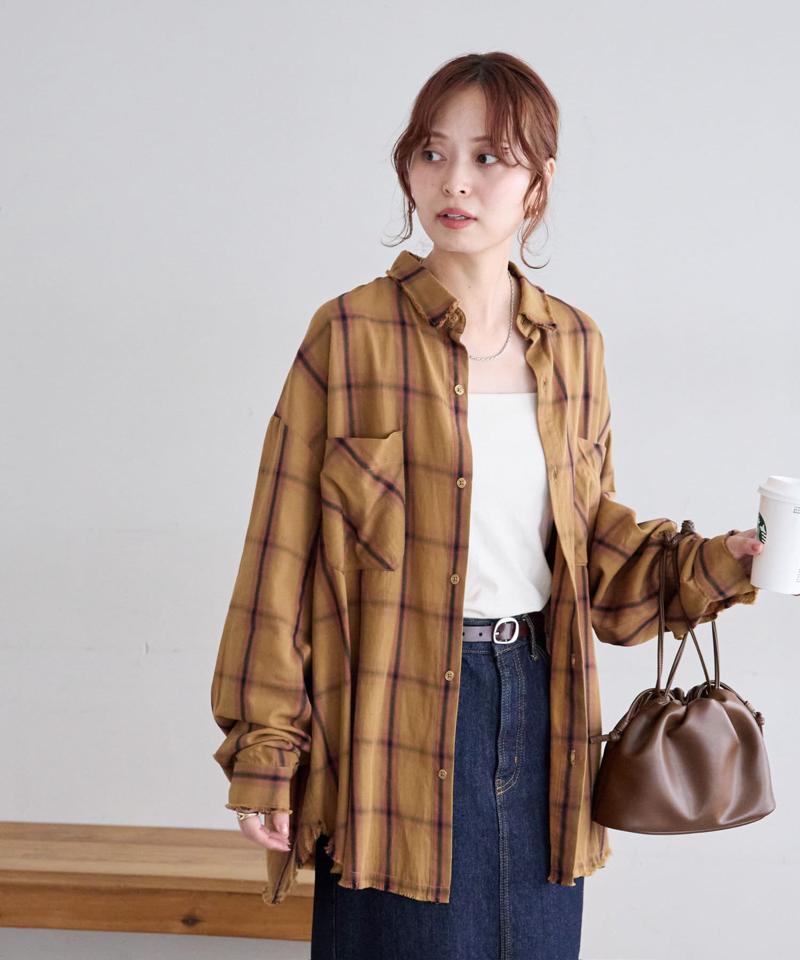 【WEB限定/ユニセックス】オンブレチェックオーバーシャツ