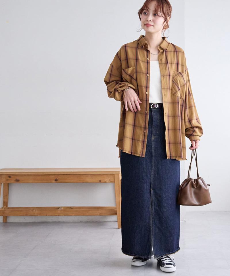 【WEB限定/ユニセックス】オンブレチェックオーバーシャツ