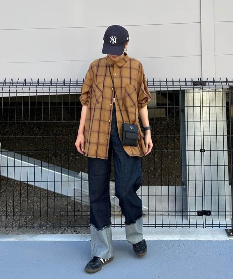 【WEB限定/ユニセックス】オンブレチェックオーバーシャツ