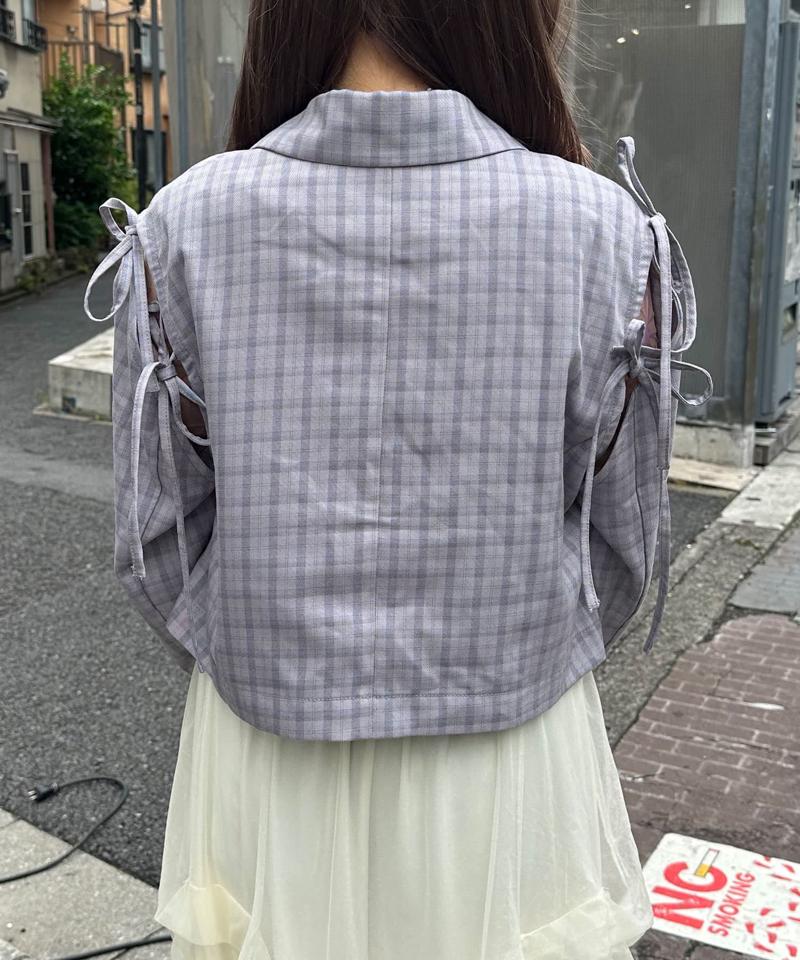 【HELLO.SANFRANCISCO/ハローサンフランシスコ】カットアウトリボンチェックジャケット