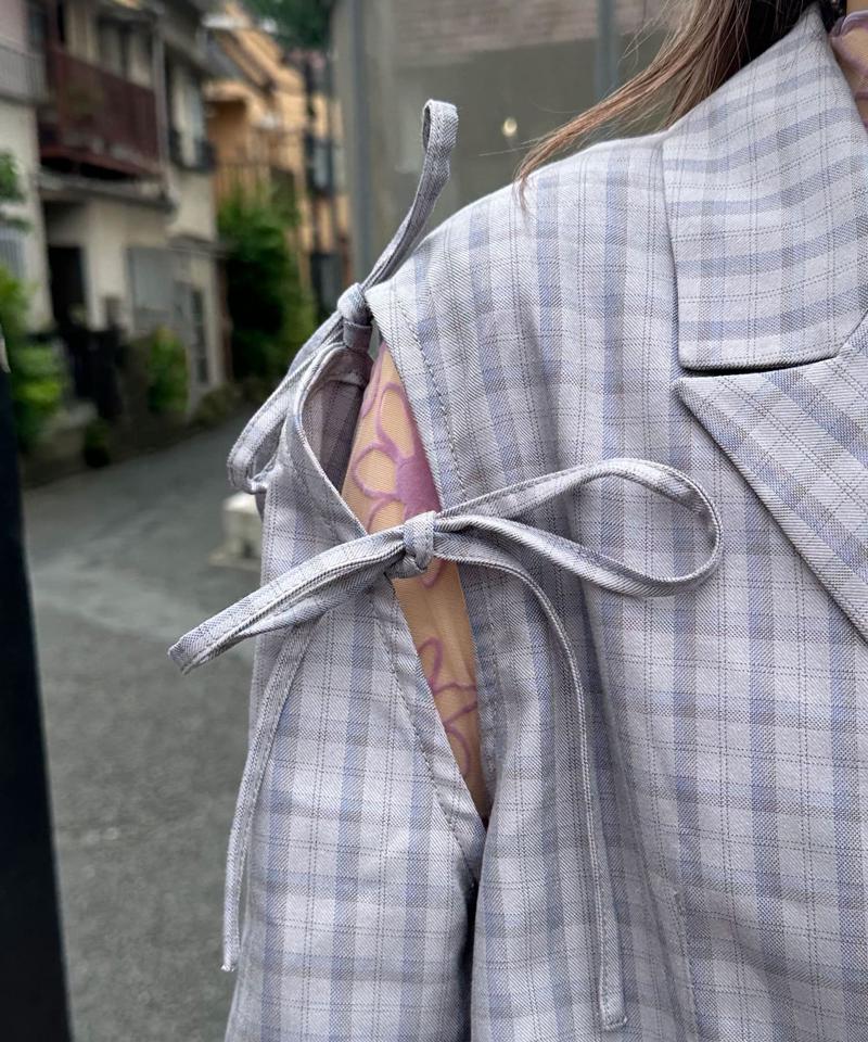 【HELLO.SANFRANCISCO/ハローサンフランシスコ】カットアウトリボンチェックジャケット