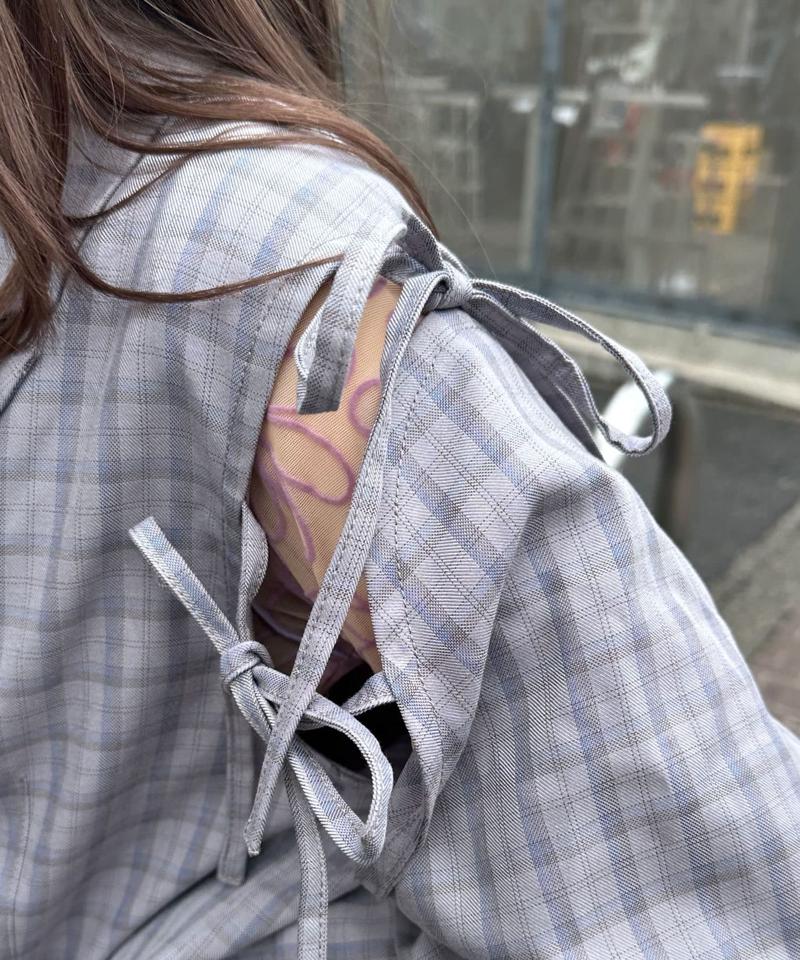 【HELLO.SANFRANCISCO/ハローサンフランシスコ】カットアウトリボンチェックジャケット