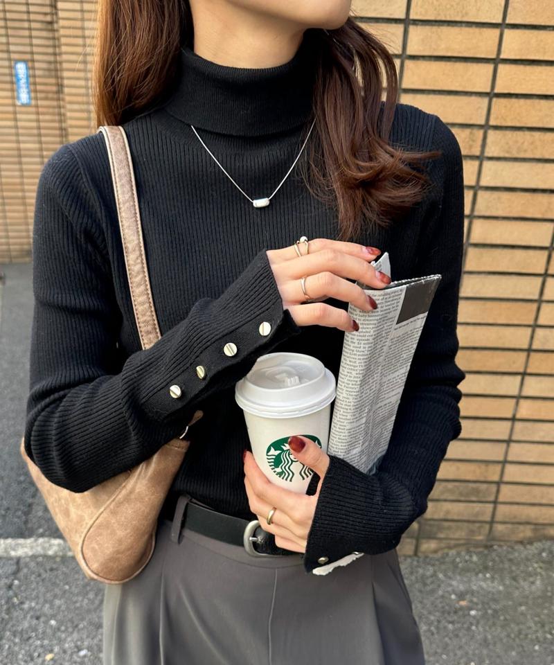 【newボタン/25色展開】リブ袖口ボタンタートル《WEB限定カラーあり》