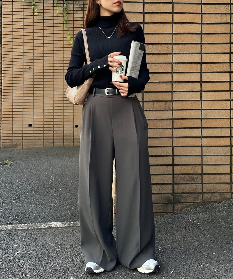 【newボタン/25色展開】リブ袖口ボタンタートル《WEB限定カラーあり》