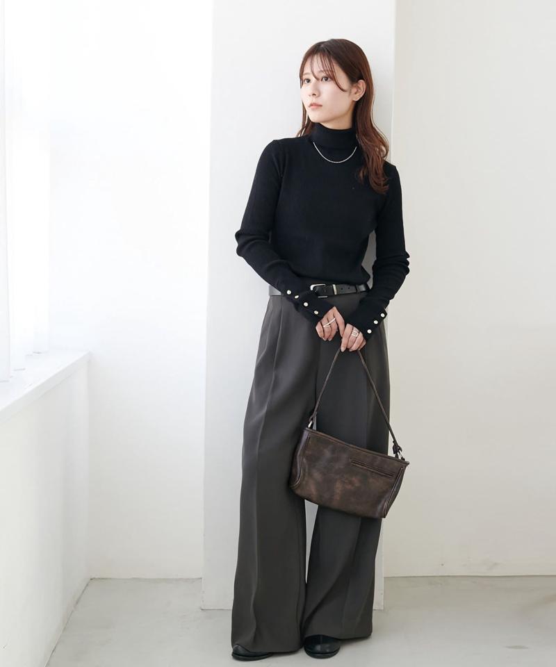 【newボタン/25色展開】リブ袖口ボタンタートル《WEB限定カラーあり》