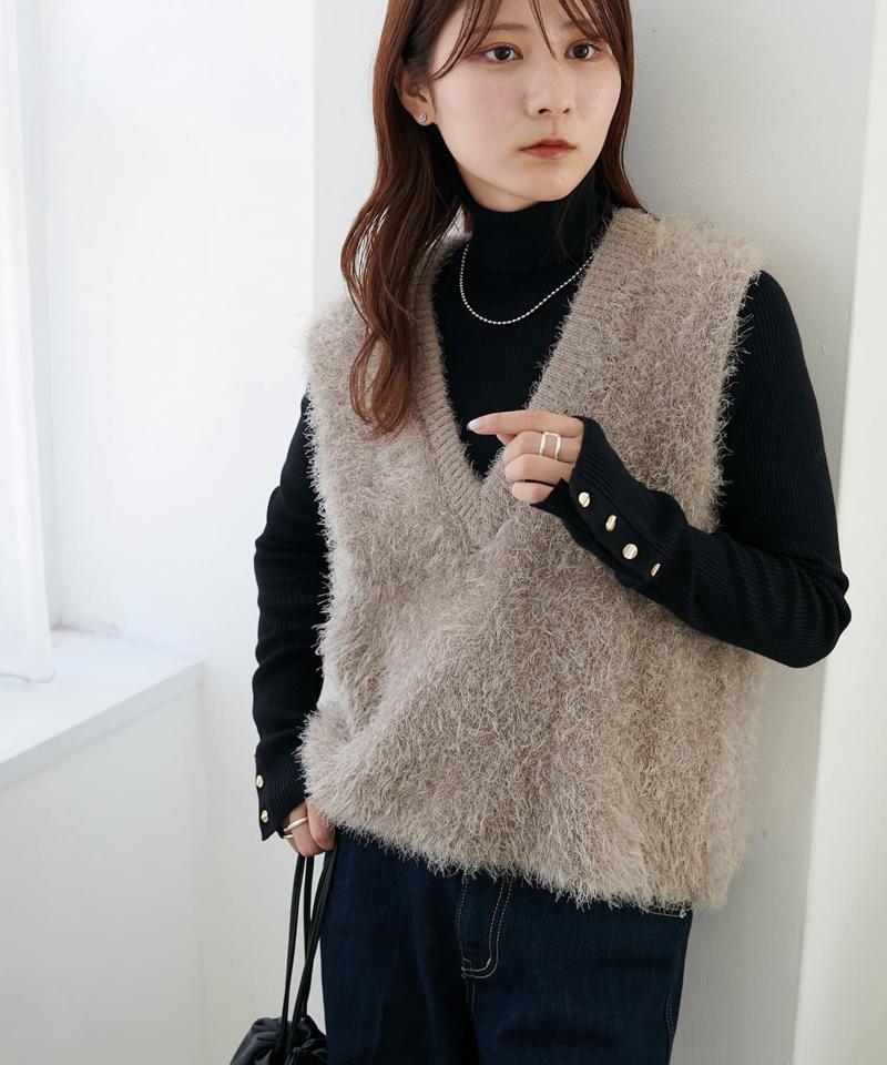 【newボタン/25色展開】リブ袖口ボタンタートル《WEB限定カラーあり》