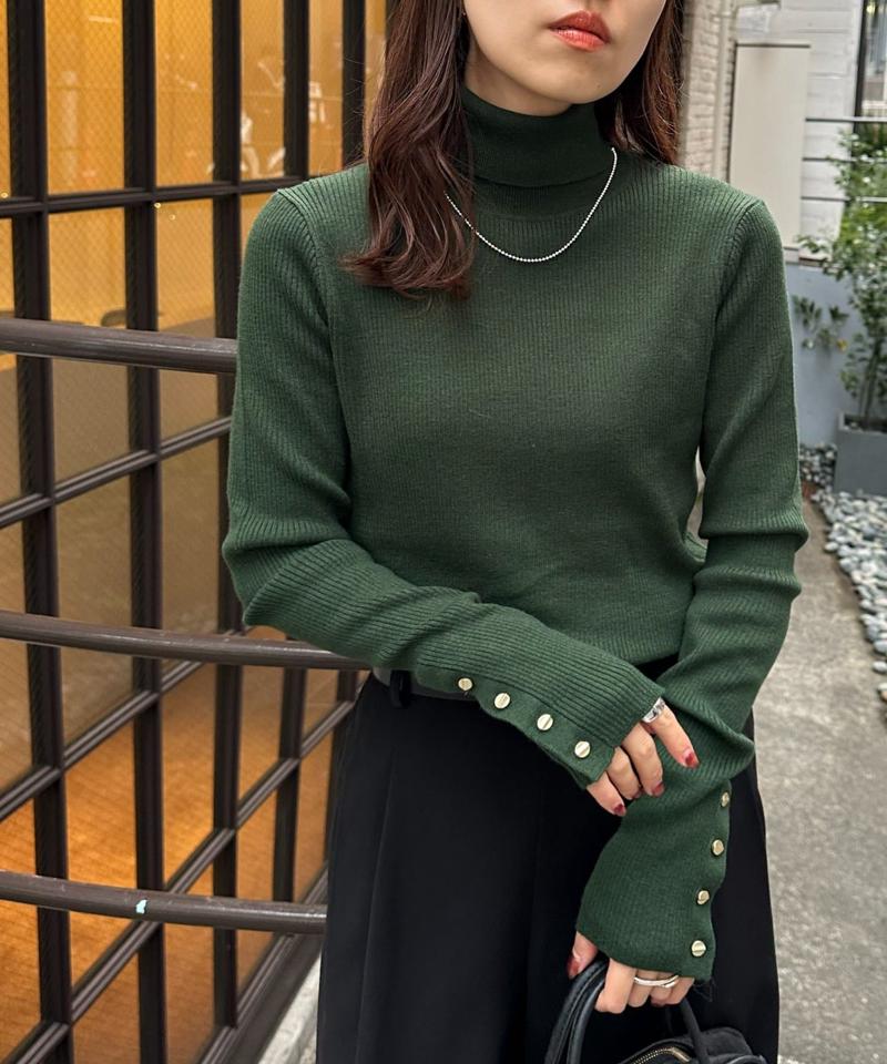 【newボタン/25色展開】リブ袖口ボタンタートル《WEB限定カラーあり》