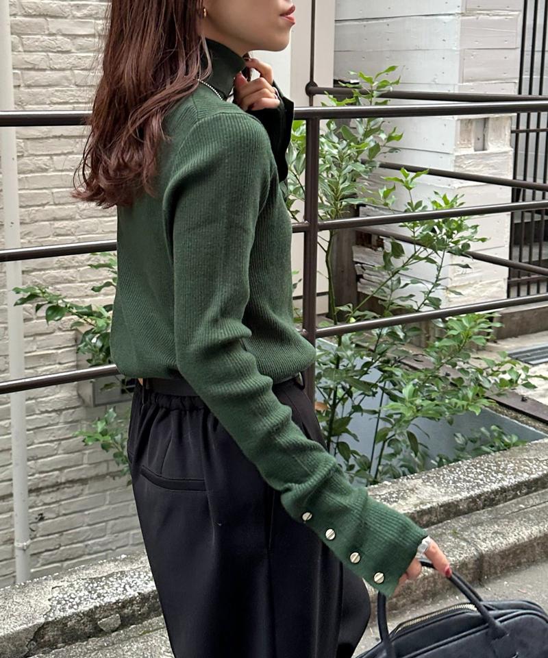 【newボタン/25色展開】リブ袖口ボタンタートル《WEB限定カラーあり》