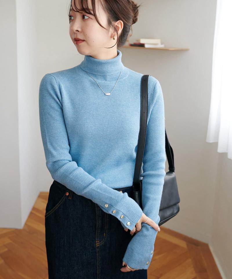 【newボタン/25色展開】リブ袖口ボタンタートル《WEB限定カラーあり》