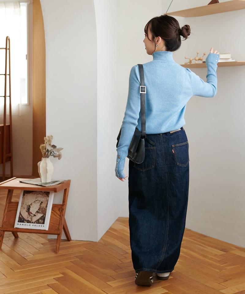 【newボタン/25色展開】リブ袖口ボタンタートル《WEB限定カラーあり》