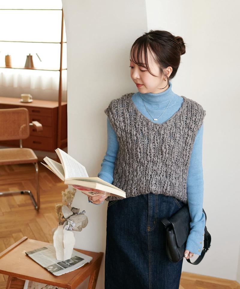 【newボタン/25色展開】リブ袖口ボタンタートル《WEB限定カラーあり》