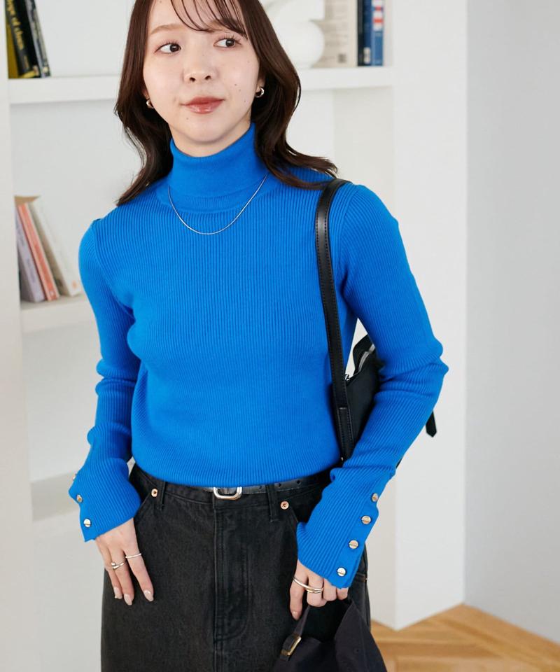【newボタン/25色展開】リブ袖口ボタンタートル《WEB限定カラーあり》