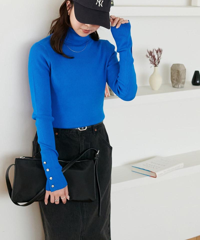 【newボタン/25色展開】リブ袖口ボタンタートル《WEB限定カラーあり》
