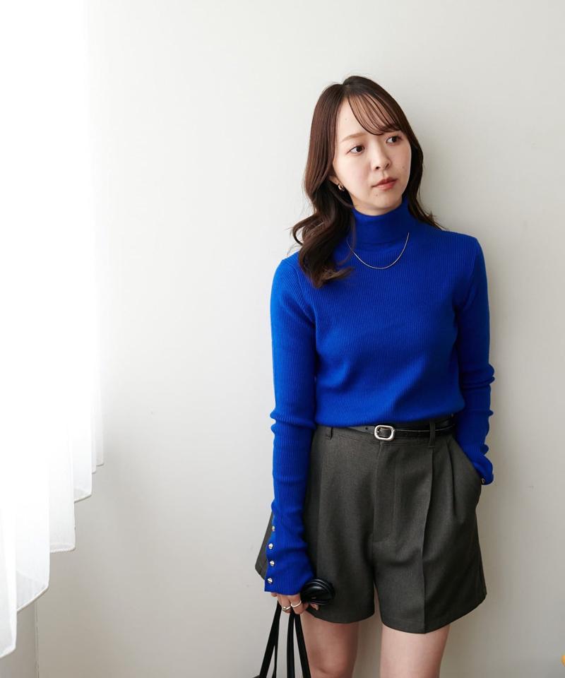 【newボタン/25色展開】リブ袖口ボタンタートル《WEB限定カラーあり》